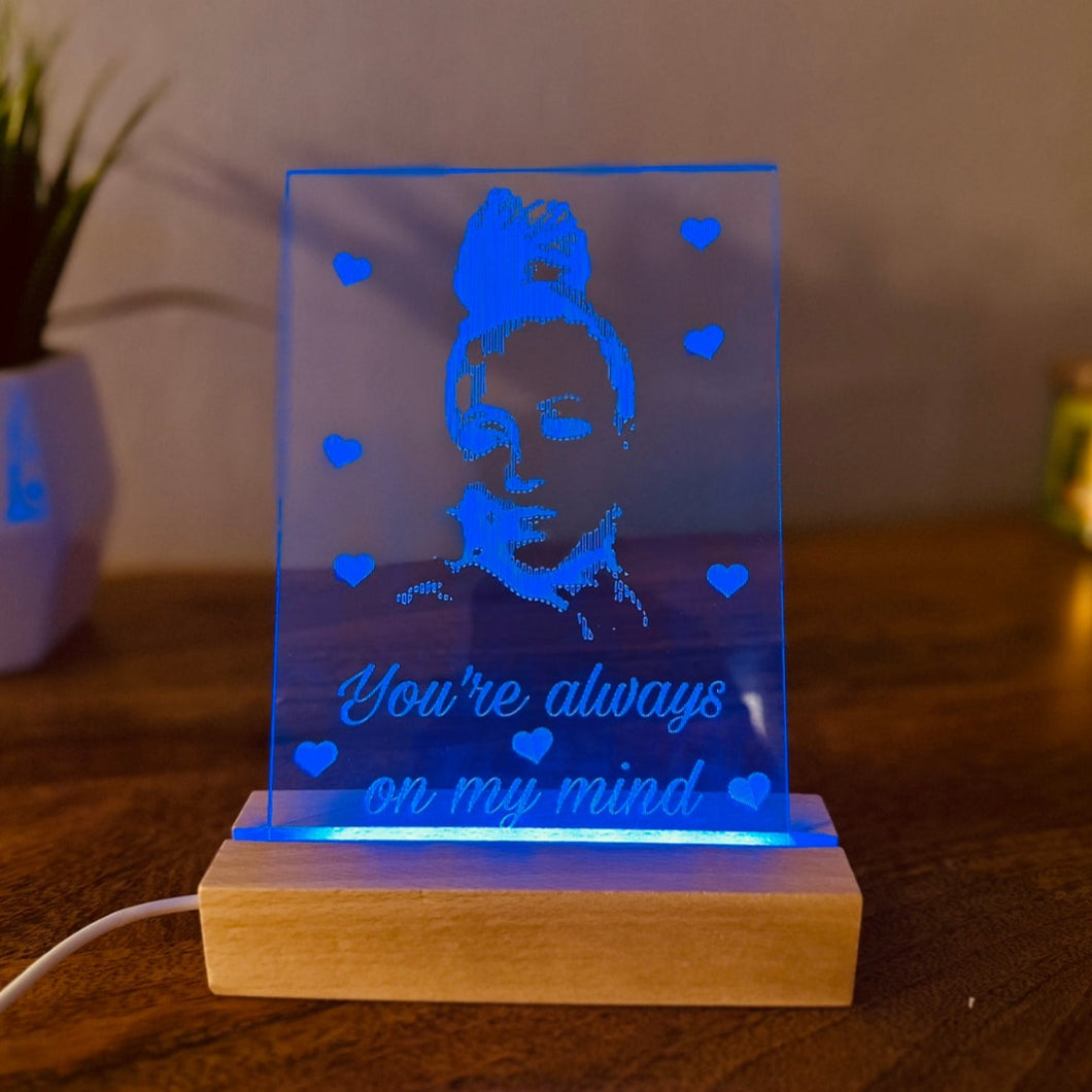 Engraved 5x7 in Acrylic Sign with LED base